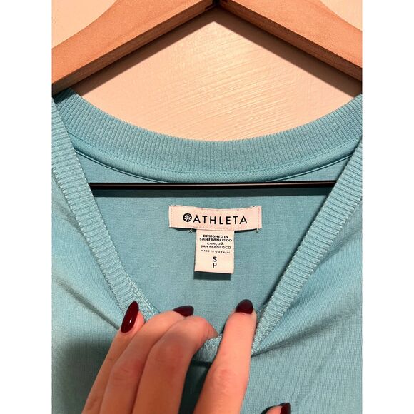 Athleta Santorini Cinch Midi Dress Turquoise Women's Size Small - Picture 3 of 10